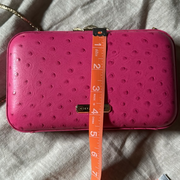 Rebecca minkoff pink ostrich embossed clutch shoulder bag - Picture 11 of 12